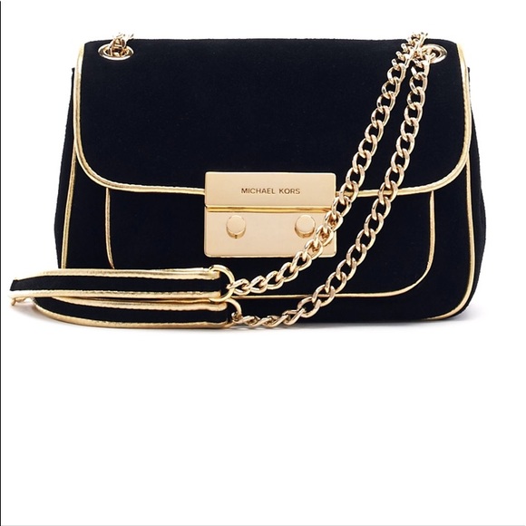 michael kors black and gold crossbody